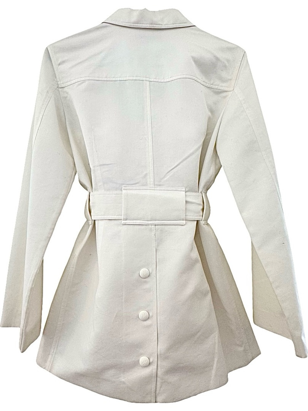 CLAUDE MONTANA White Zip-Front Belted Jacket - Picture 2 of 8
